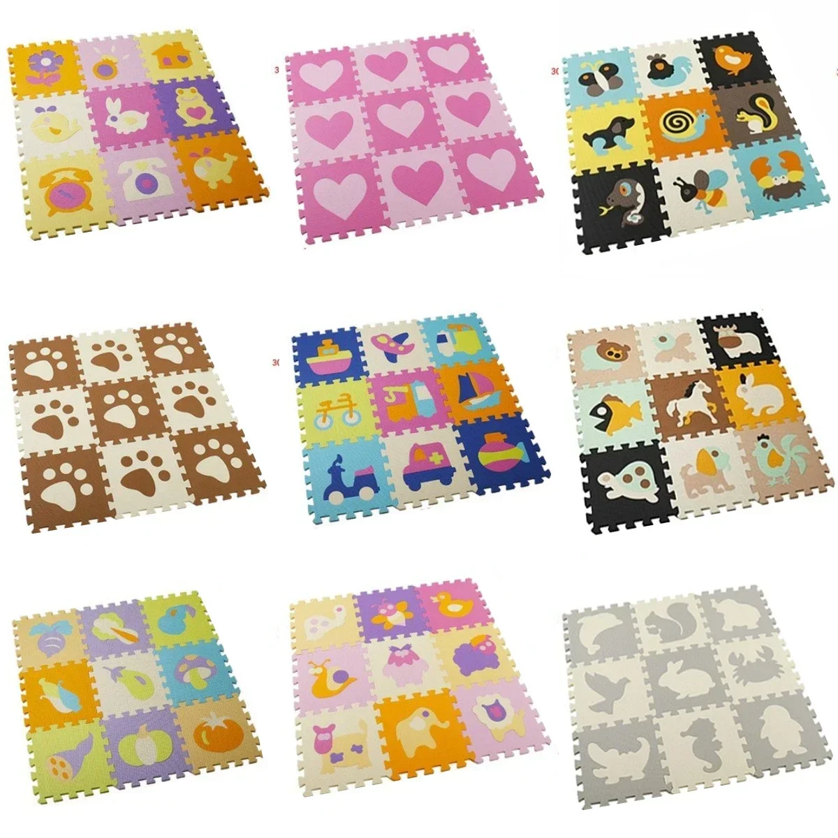 Kids Education Rug - Juego de 30x30x1cm, 9 Uds., alfombrilla