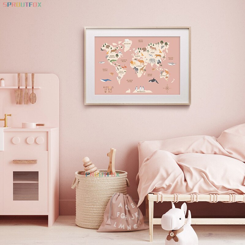 Kids Education Nursery - Mapa del mundo de animales de