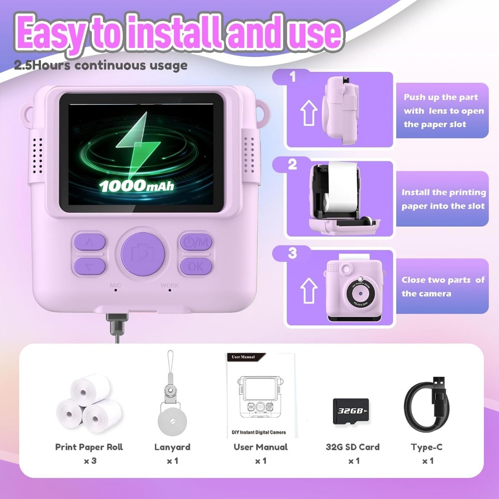 Cámara de impresión instantáne - Kids Educational Videos reseña y precio
